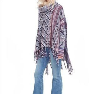Free People wool and alpaca blend poncho sweater.